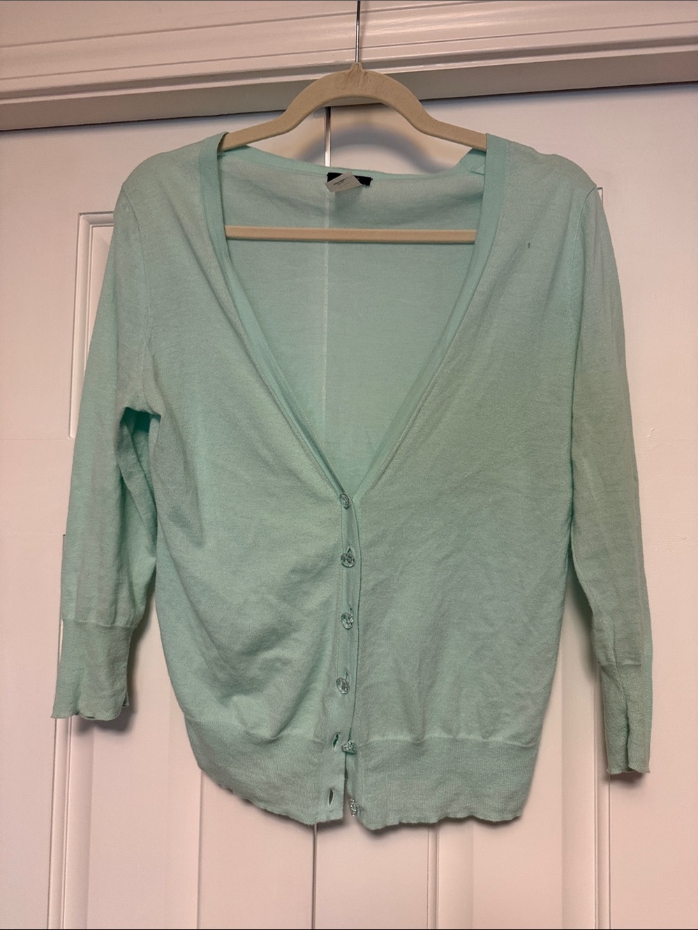 J. Crew Mint Green V-Neck Button-Up Cardigan